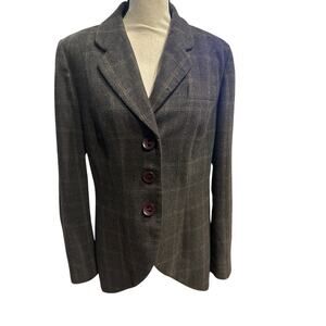 ⭐️ Women’s Cabi Brown Plaid Wool Blend Blazer. Size 14 Corpcore. Career. Office